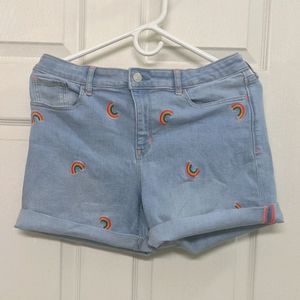 Rainbow embroidered gap denim shorts 18 plus NWOT